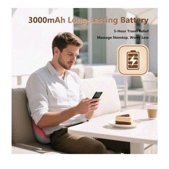 Cordless 4D Shiatsu And Percussion Massage Pillow With Heat Deep Tissue Pain... - Picture 5 of 11